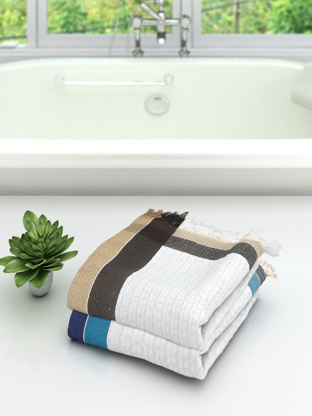 Athom Trendz Multi Set of 2 Cotton Bath Towels
