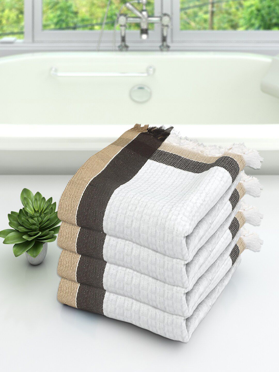 Athom Trendz Pack of 4 Cotton Lightweight Quick-Dry & High Absorbant Bath Towel Price in India