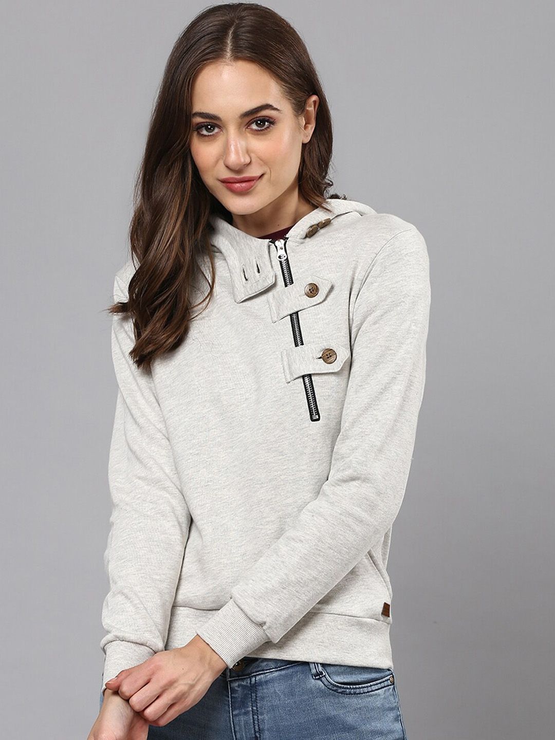 Campus Sutra Women Cream-Coloured Washed Windcheater Sporty Jacket Price in India