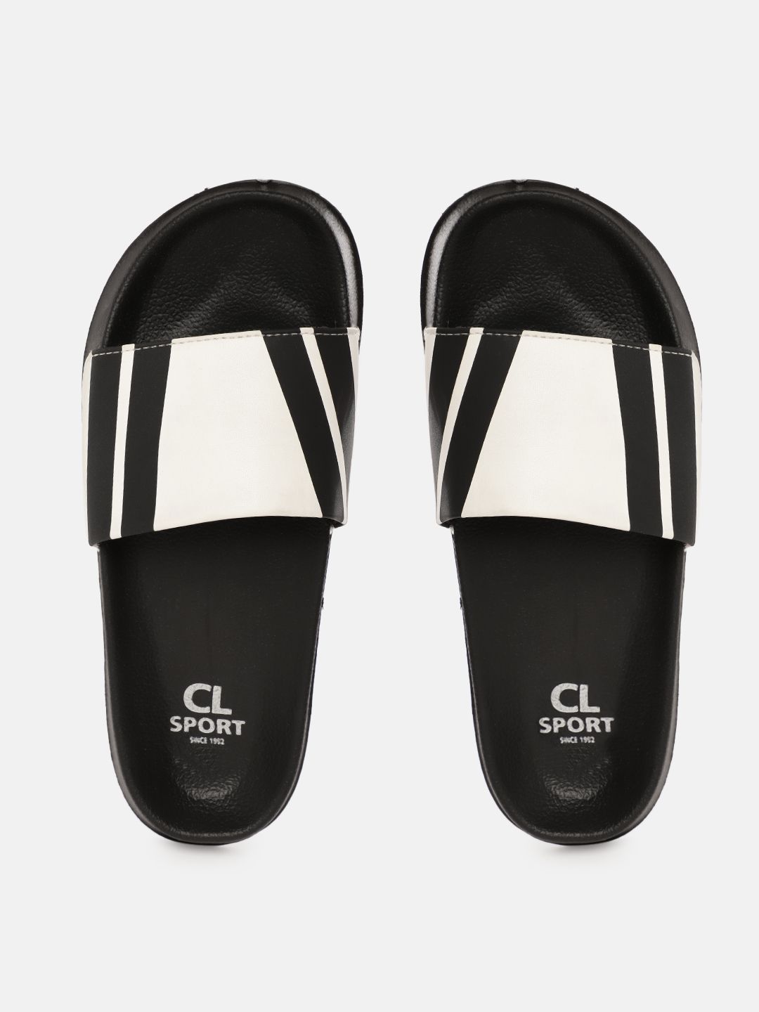 Carlton London sports Women White & Black Striped Sliders Price in India