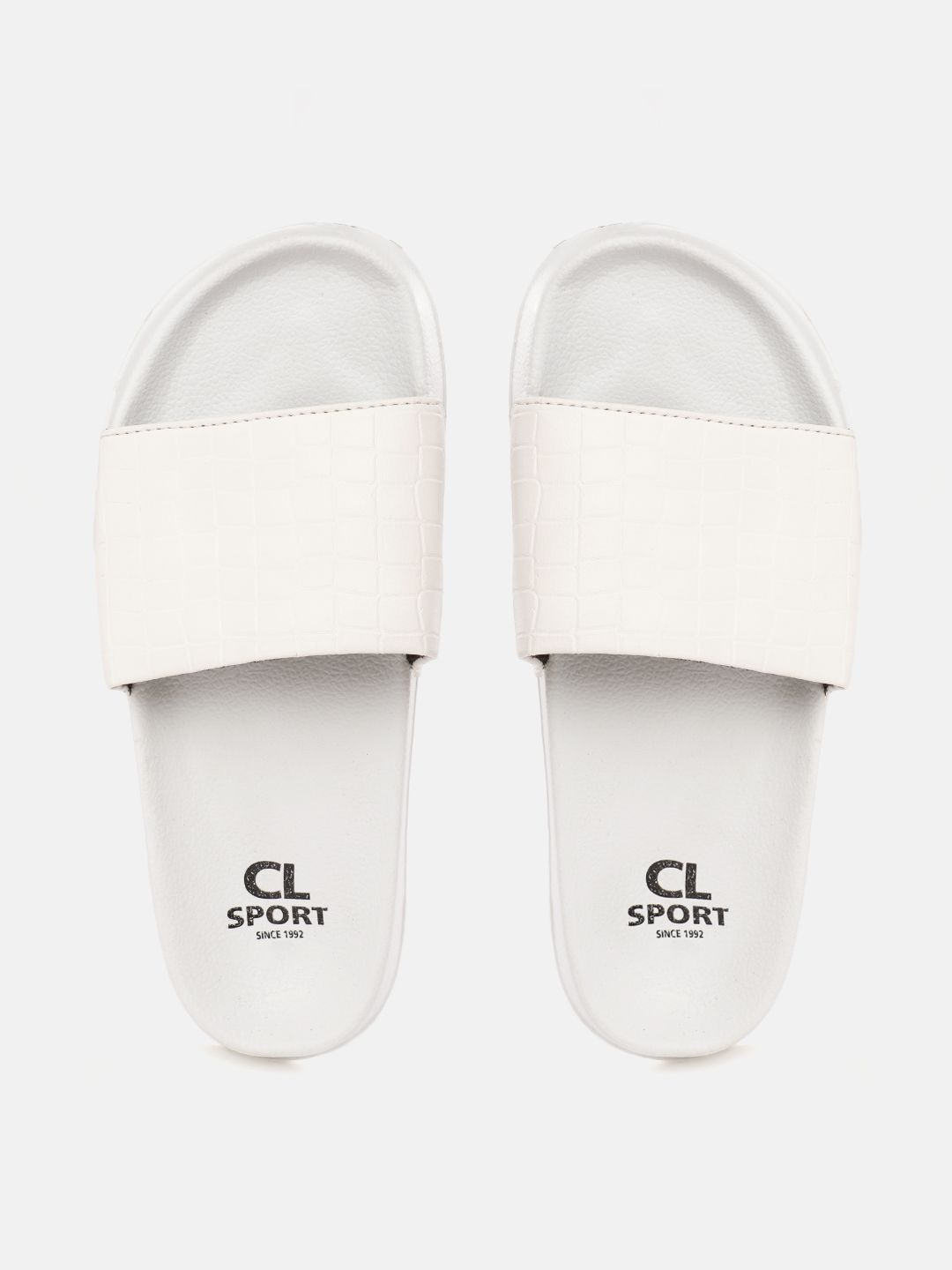 Carlton London sports Women White Croc-Textured Sliders Price in India
