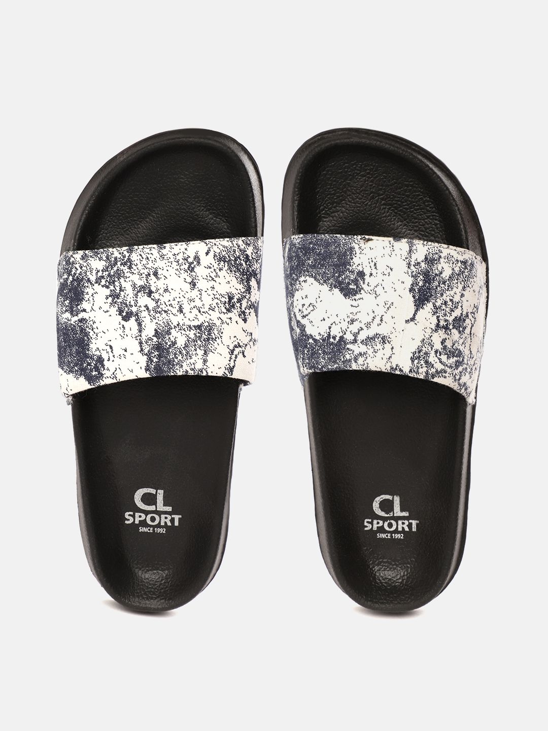 Carlton London sports Women White & Navy Blue Printed Sliders Price in India