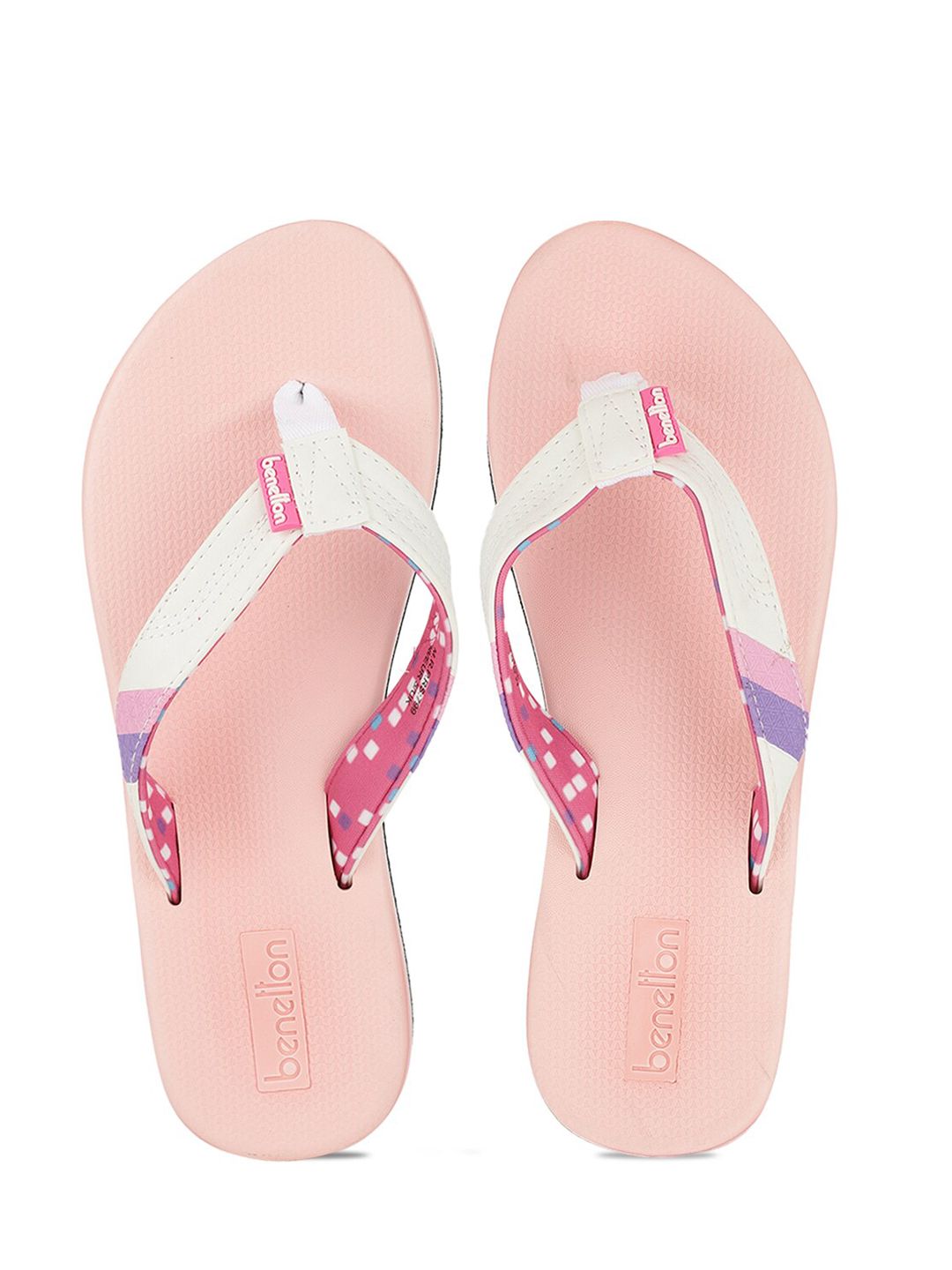 United Colors of Benetton Women Pink Rubber Thong Flip-Flops Price in India
