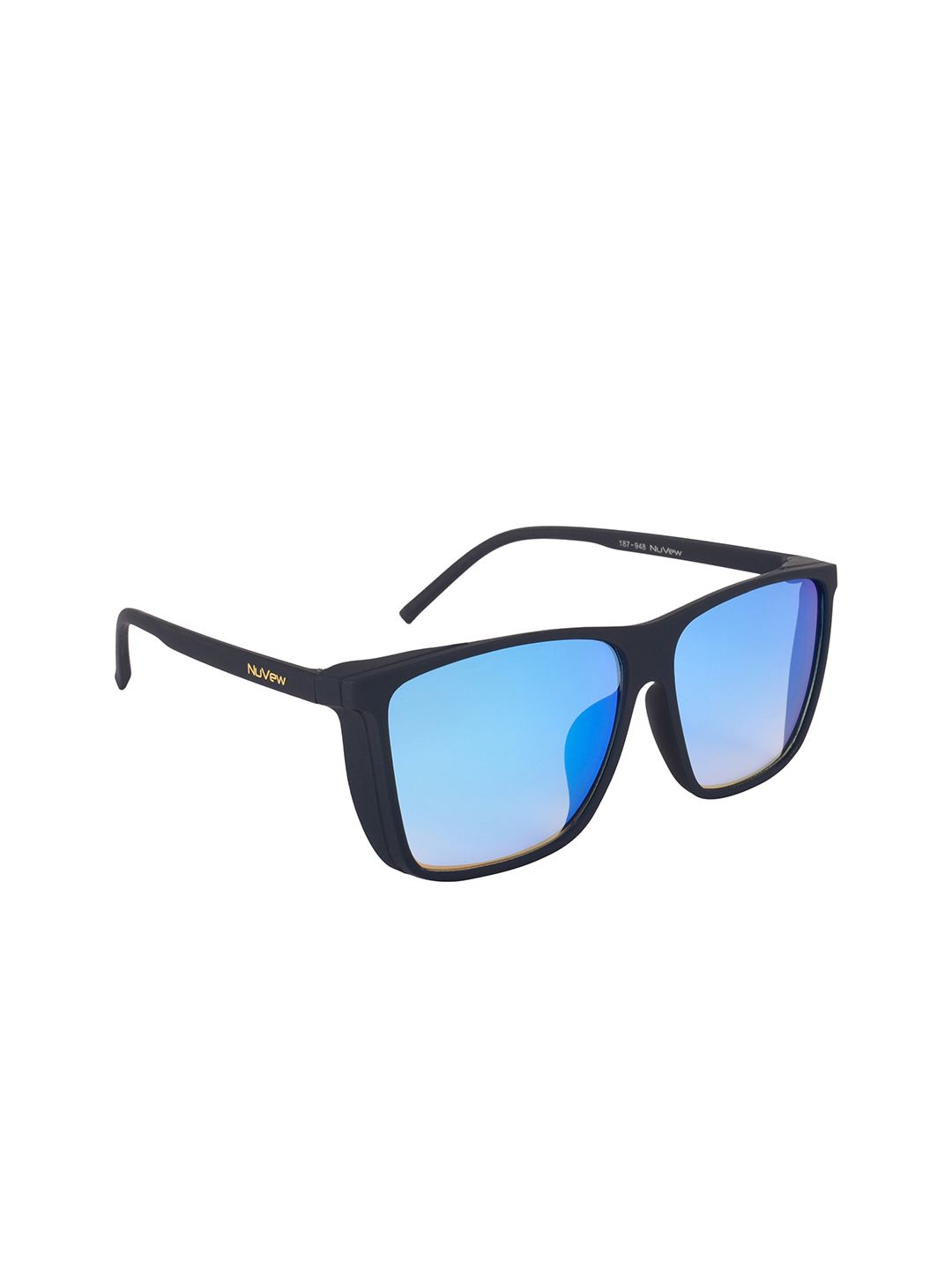 NuVew Unisex Mirrored Lens & Black Wayfarer Sunglasses with UV Protected Lens Price in India