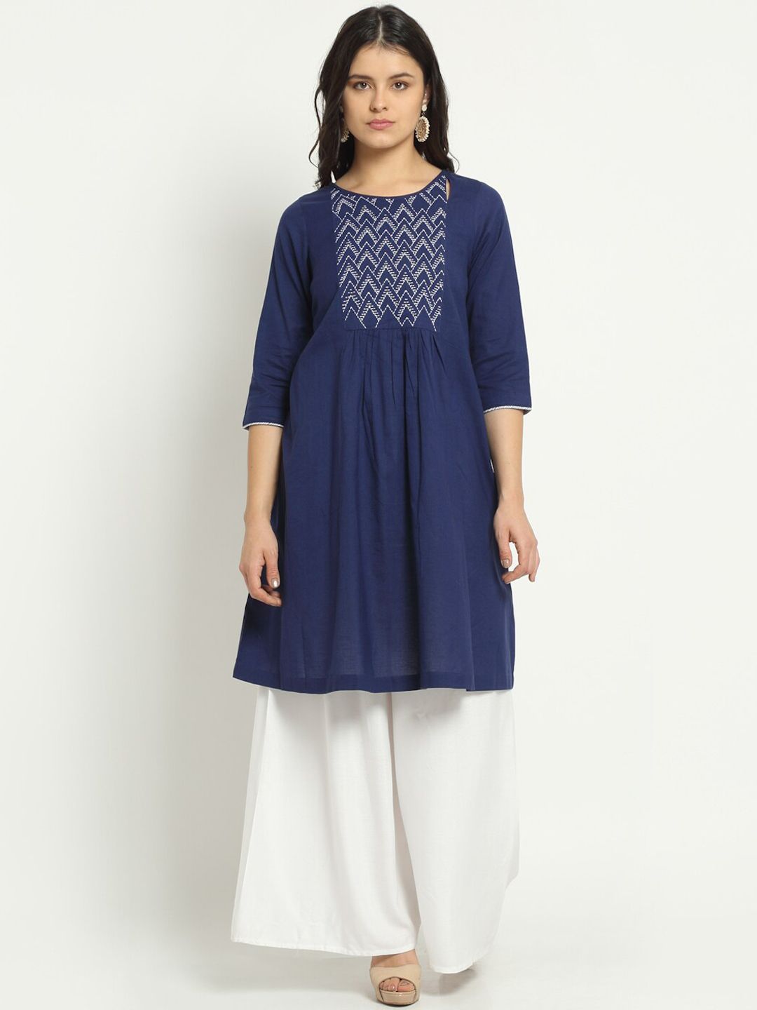 Ekmatra Women Blue Embroidered Maxi Dress