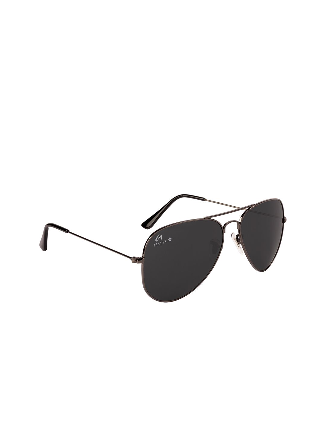 AISLIN Unisex Black & Gunmetal-Toned Full Rim Aviator Sunglasses Price in India