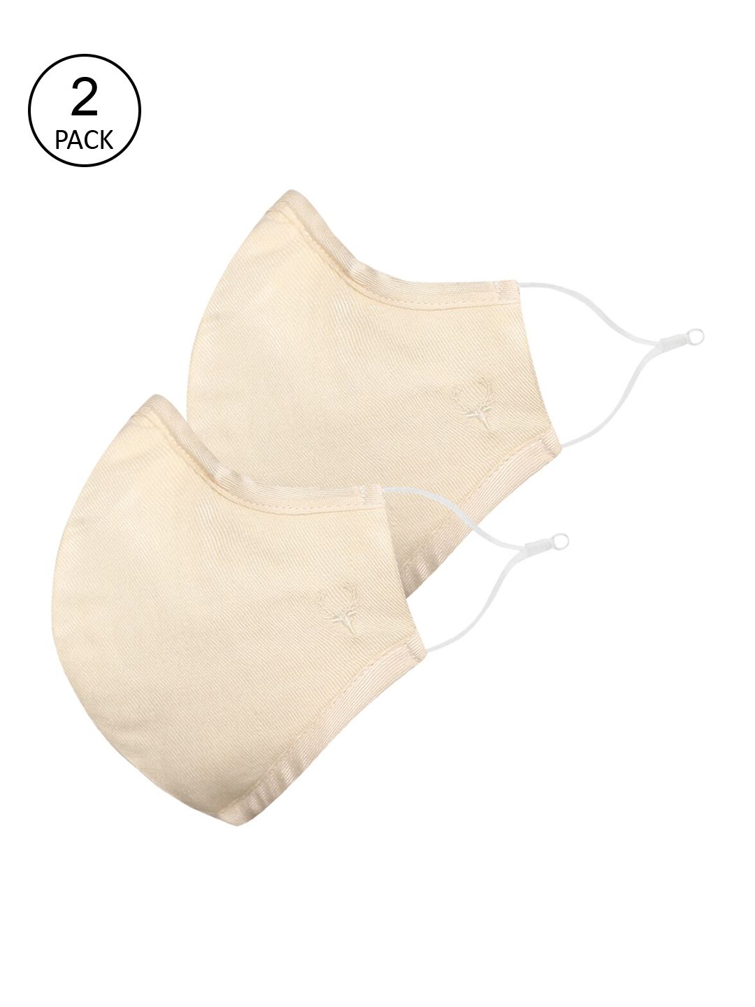 Allen Solly Set Of 2 Beige Solid 5-Ply Reusable Pure Cotton Double Protective Outdoor Mask Price in India