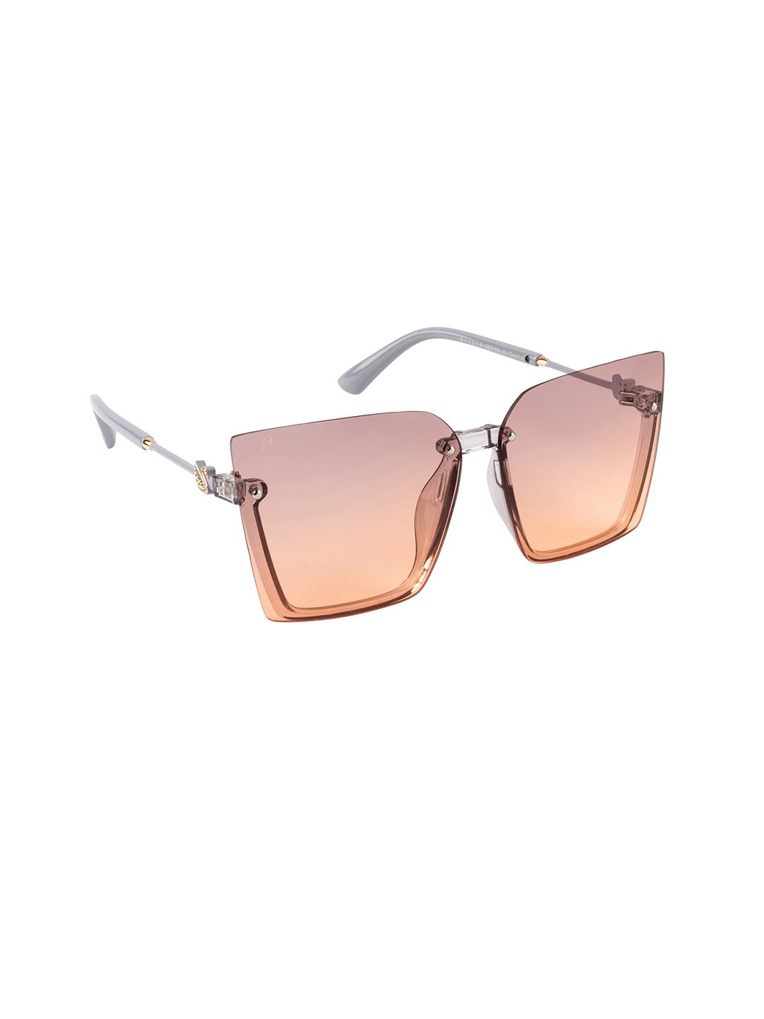 AISLIN Women Grey & Gunmetal-Toned Half Rim Browline Sunglasses Price in India