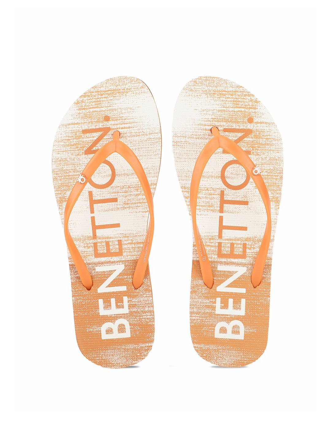 United Colors of Benetton Women Yellow Printed Rubber Thong Flip-Flops Price in India