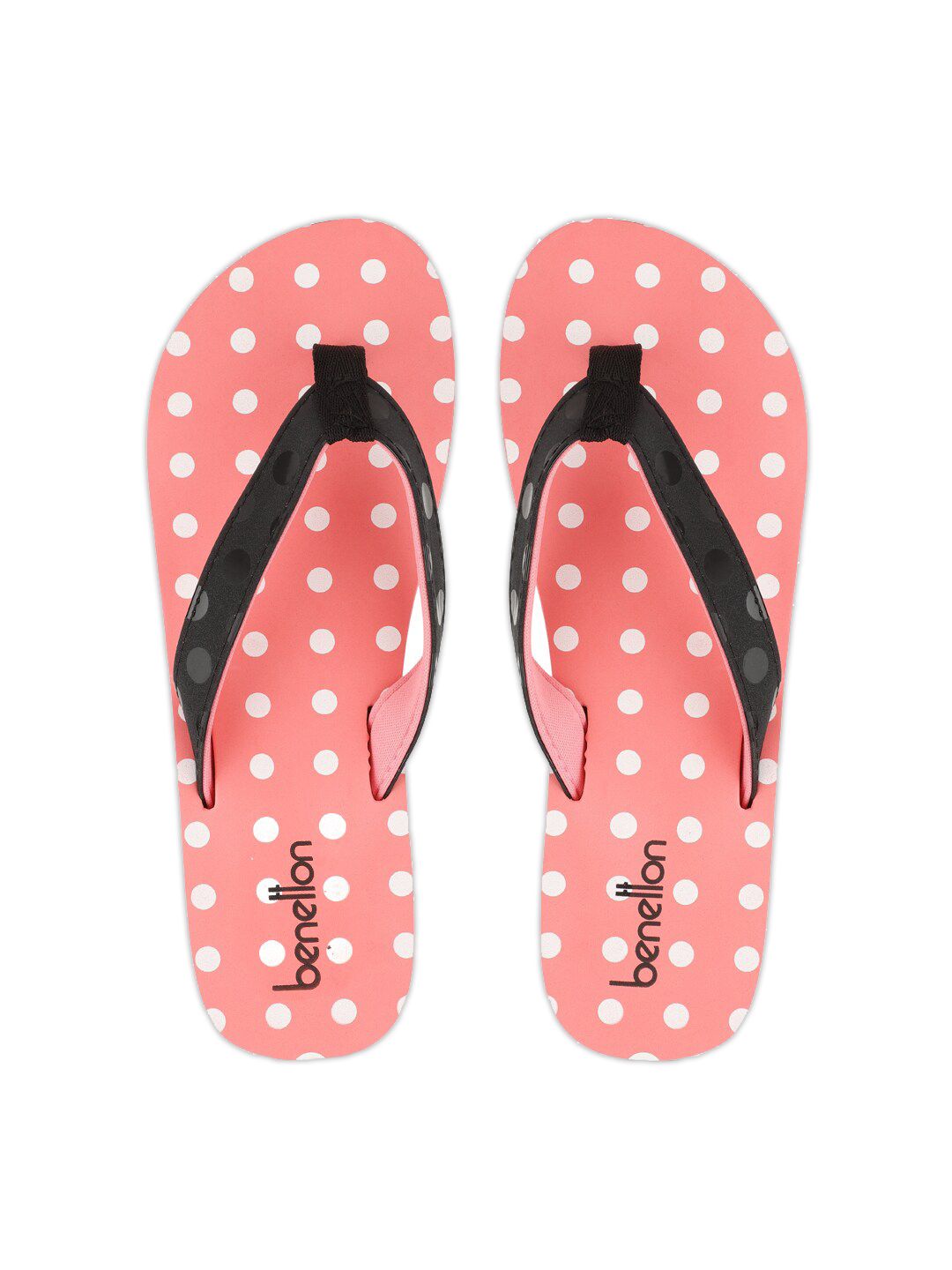 United Colors of Benetton Women Coral Printed Rubber Thong Flip-Flops Price in India