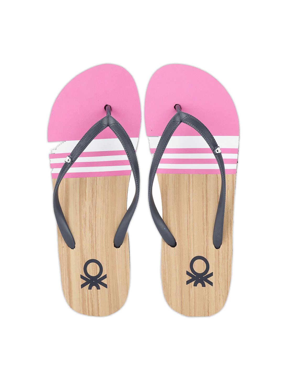 United Colors Of Benetton Women Brown & Pink Flip Flops Price in India