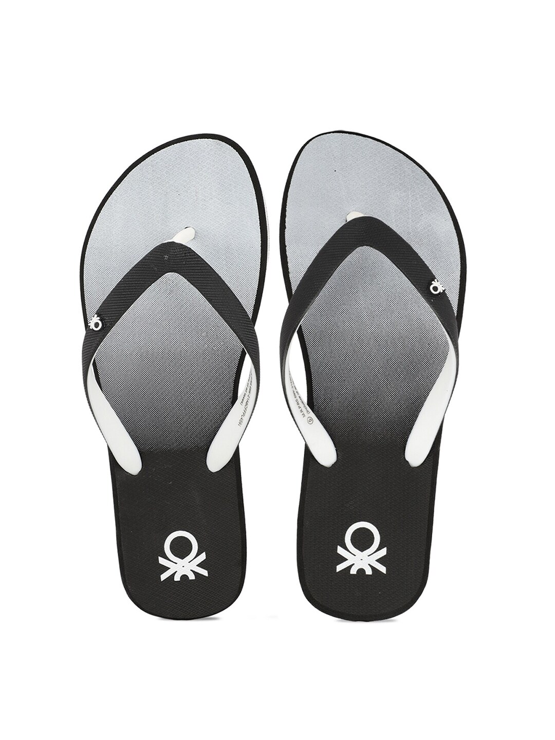 United Colors of Benetton Women Black & Grey Colourblocked Thong Flip-Flops Price in India