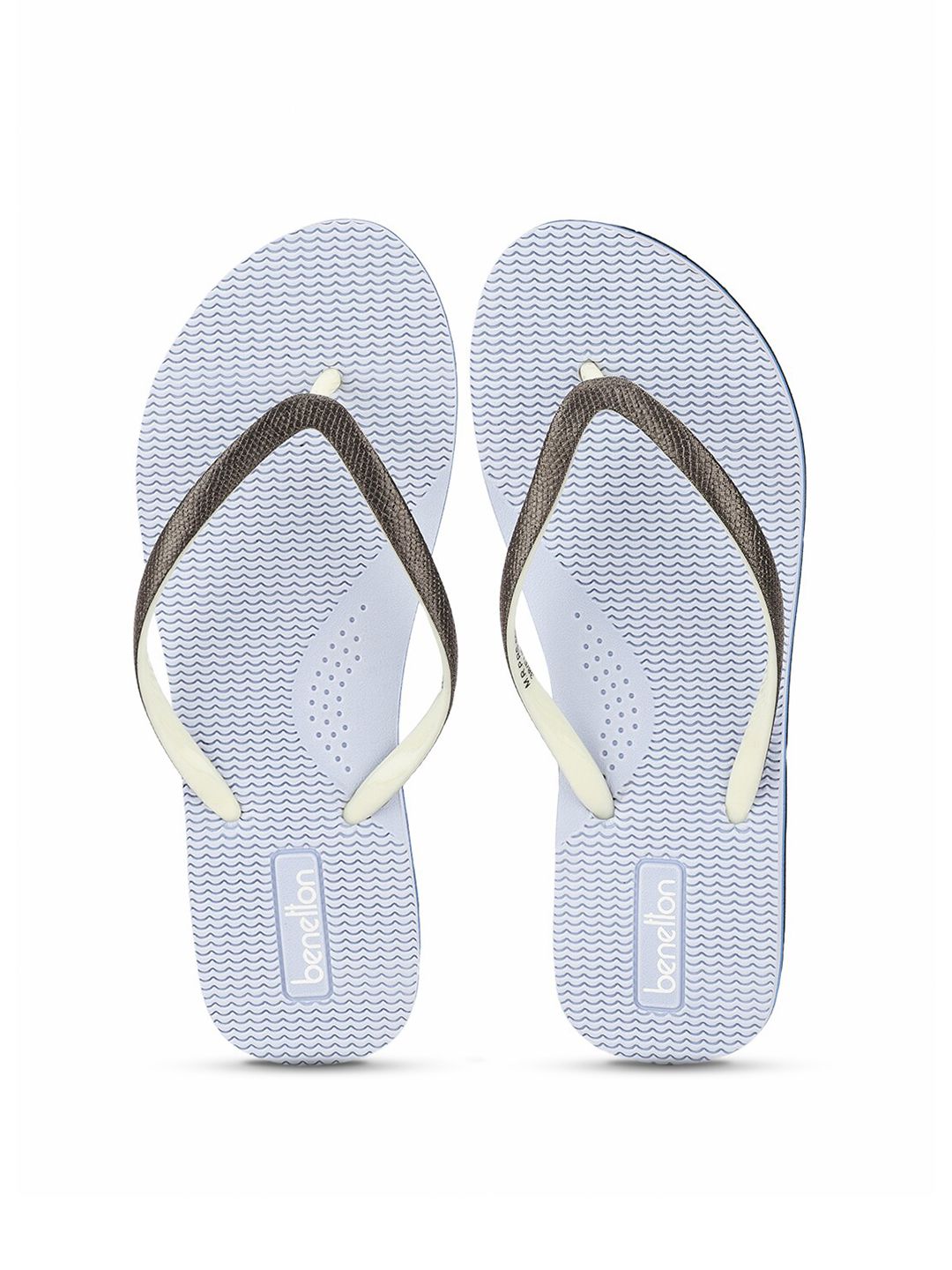 United Colors of Benetton Women Blue Rubber Thong Flip-Flops Price in India