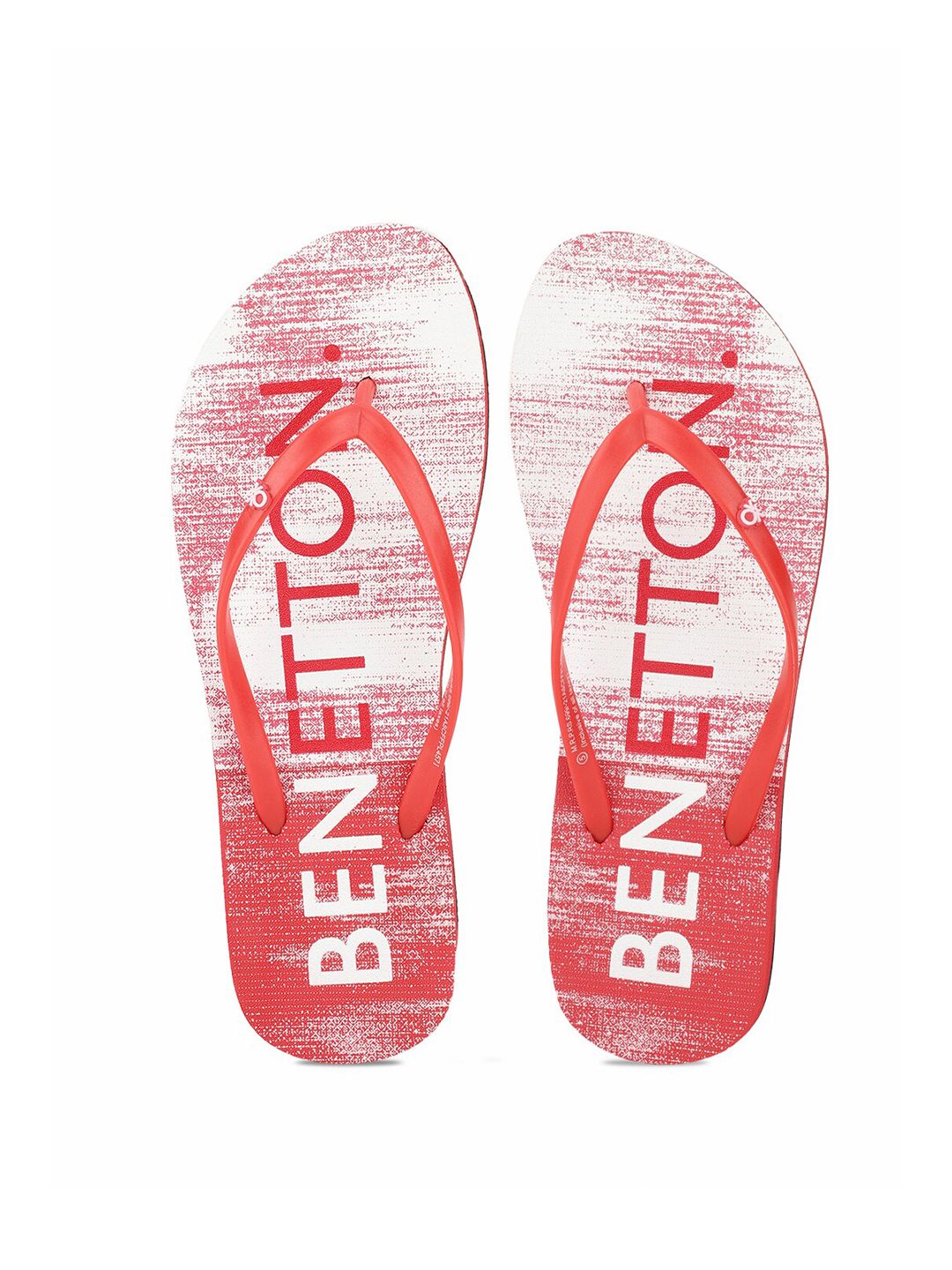 United Colors of Benetton Women Red & White Self Design Thong Flip-Flops Price in India