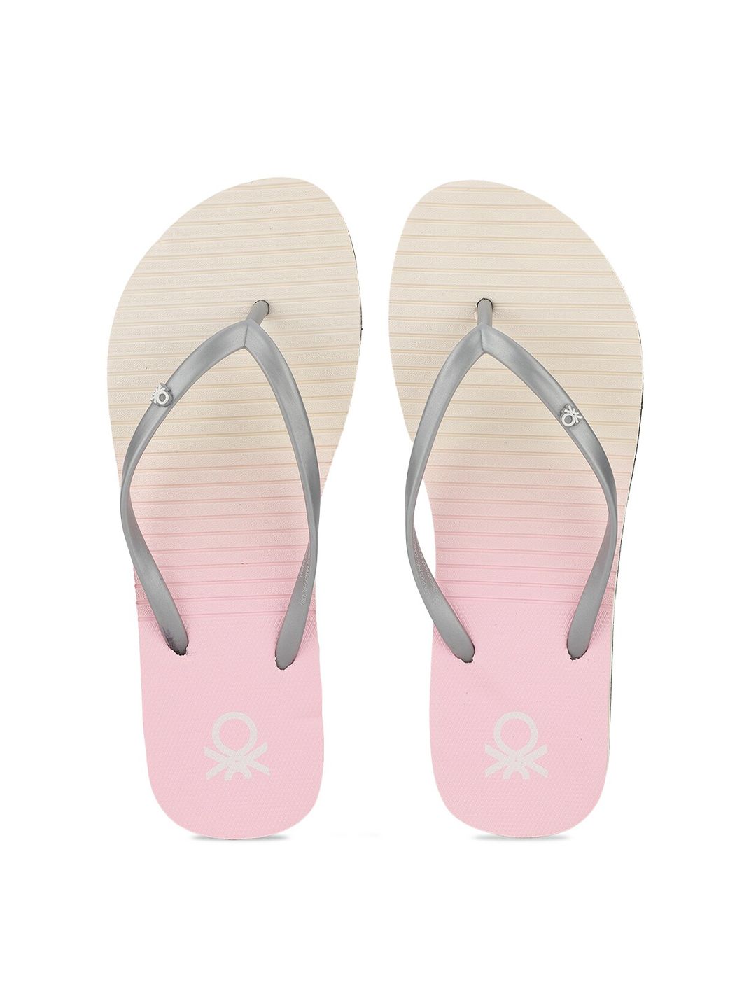 United Colors of Benetton Women Beige & Pink Flip Flops Price in India