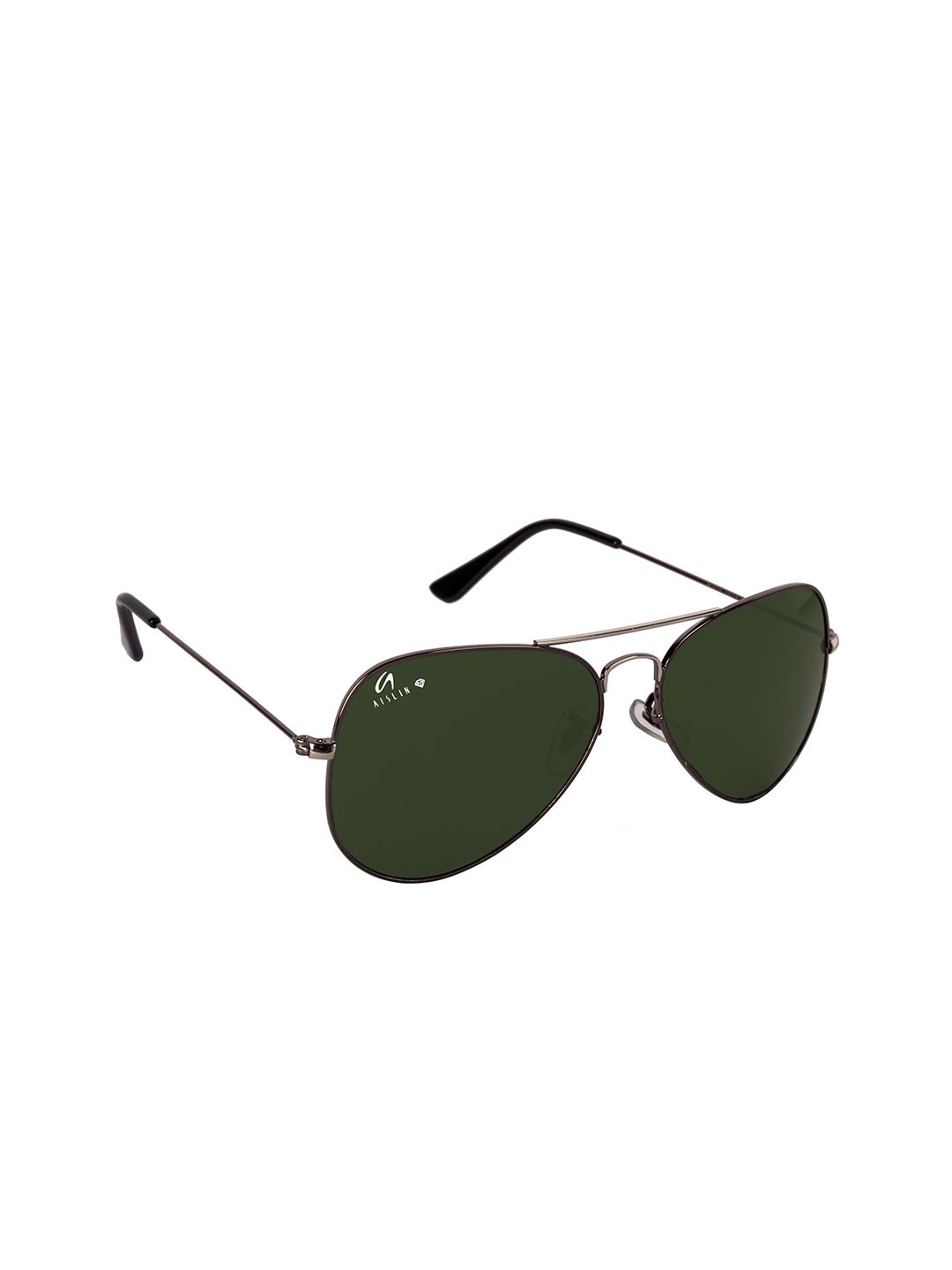 AISLIN Unisex Green Lens & Grey Full Rim Aviator Sunglasses 14273-55-AS-3025