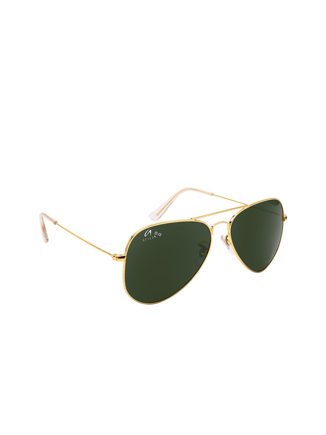 AISLIN Unisex Green & Gold-Toned Full Rim Aviator Sunglasses Price in India