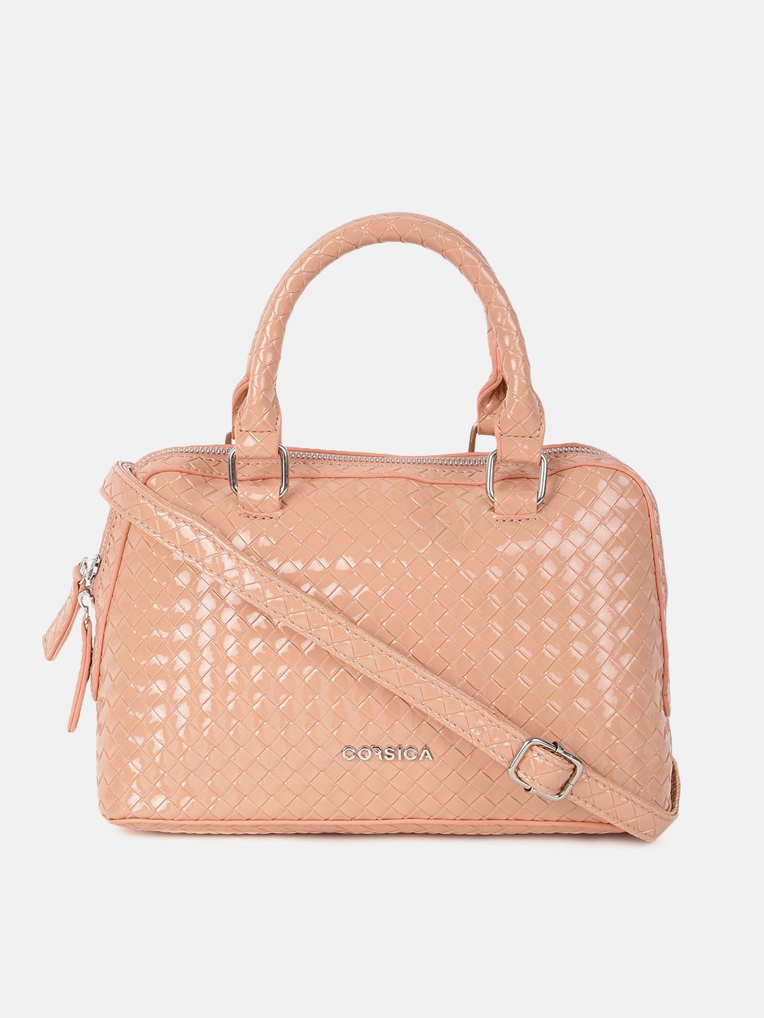 CORSICA Pink Textured Structured Sling Bag Price in India
