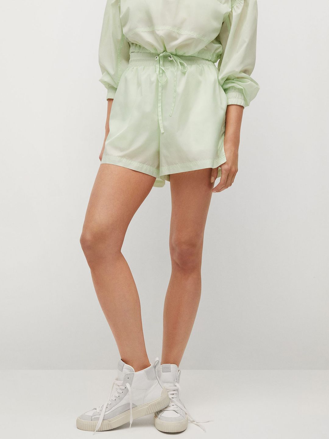 MANGO Women Green Solid Regular Shorts