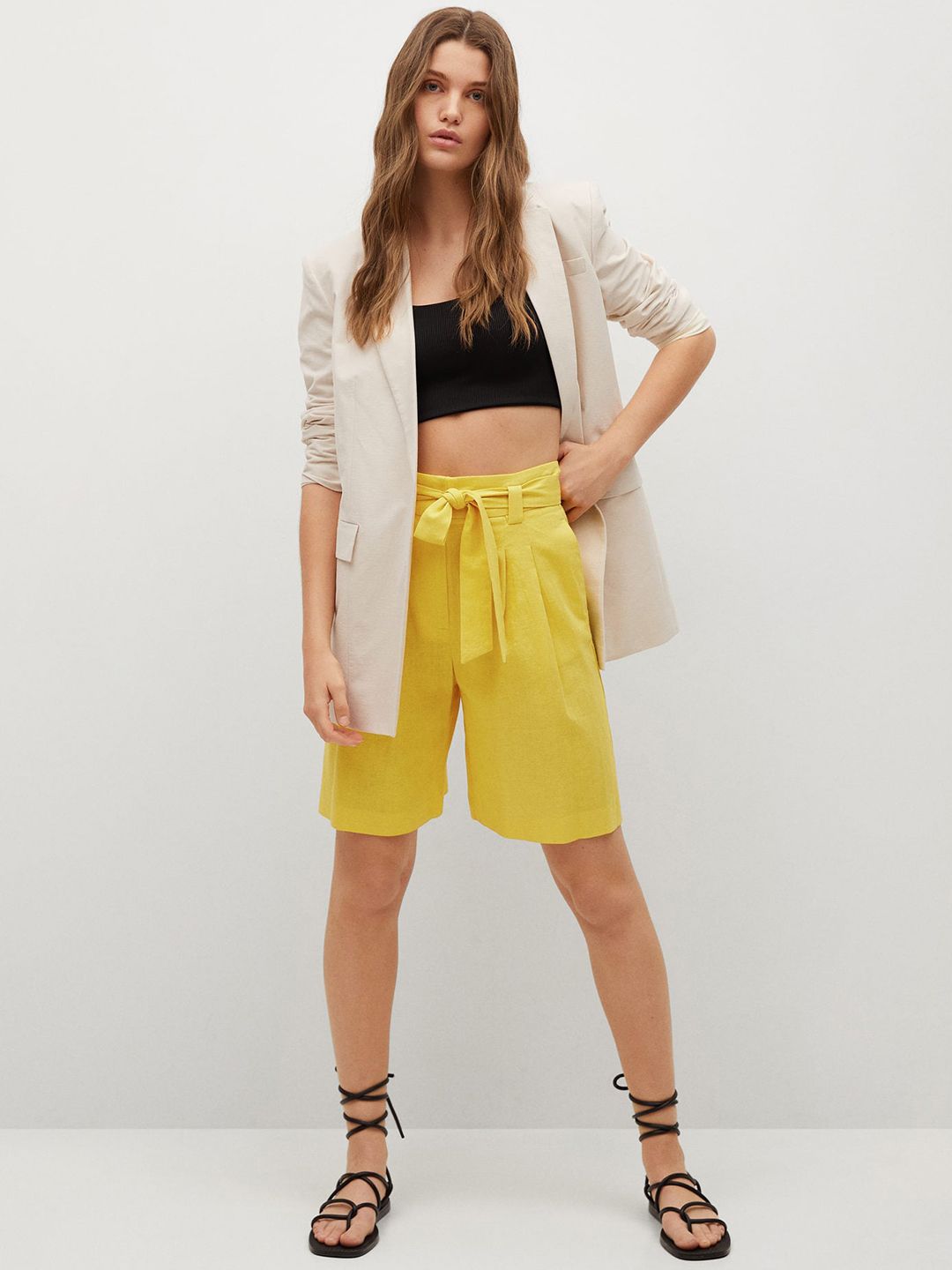 Yellow Solid Regular Shorts