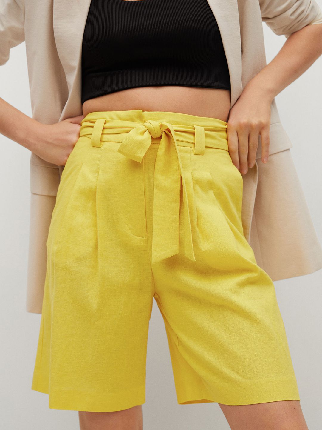 Yellow Solid Regular Shorts