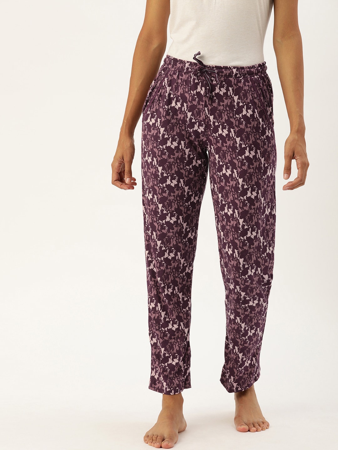 Jockey Women Purple Abstract Printed Lounge Pants Price in India