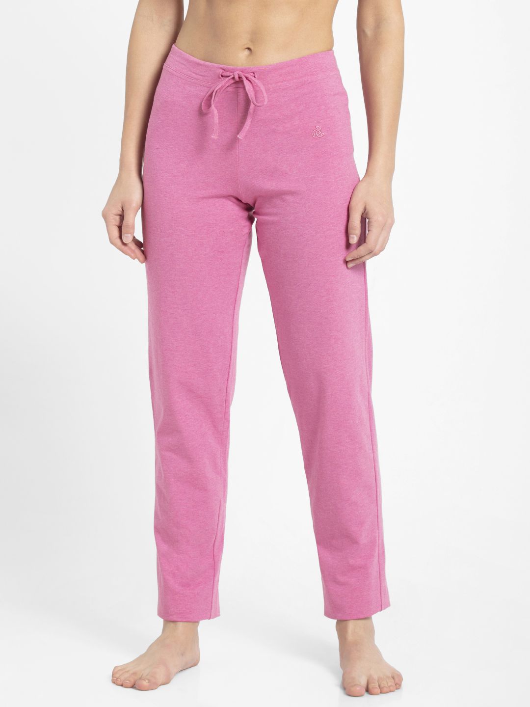 Jockey Women Pink Solid Slim Fit Lounge Pants 1301 Price in India
