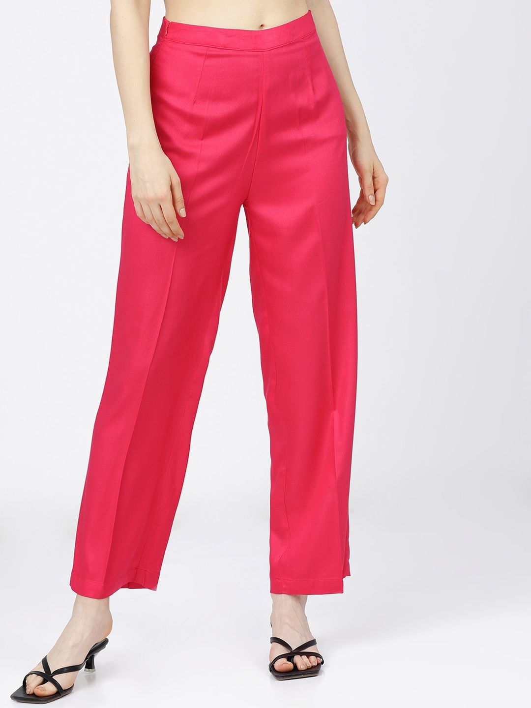 Tokyo Talkies Women Fuchsia Parallel Trousers Price in India