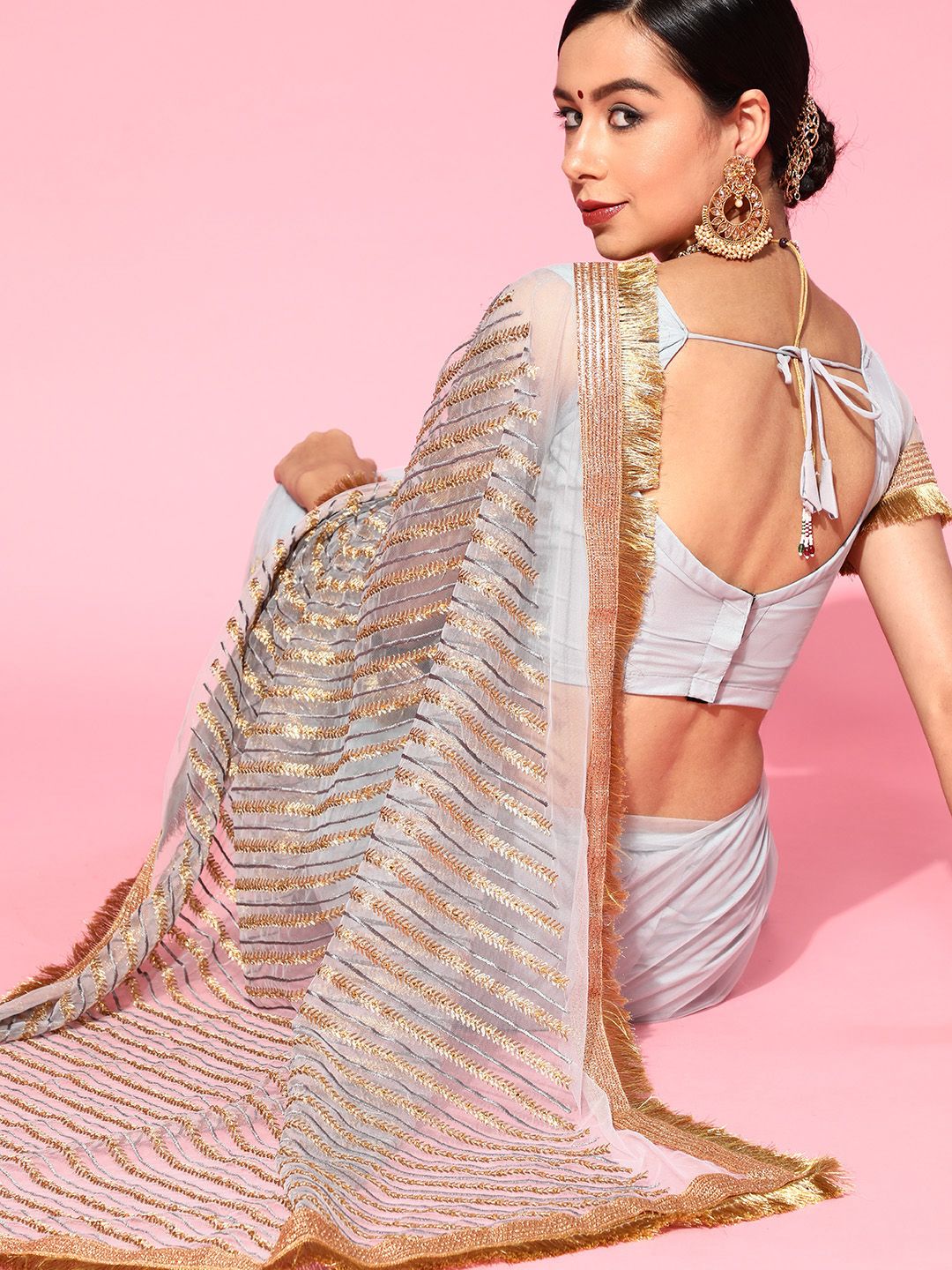 Tikhi Imli Solid Saree with border