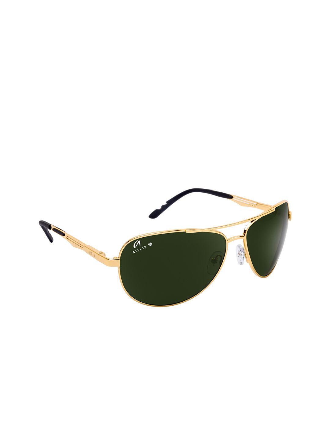 AISLIN Men Green Aviator Sunglasses