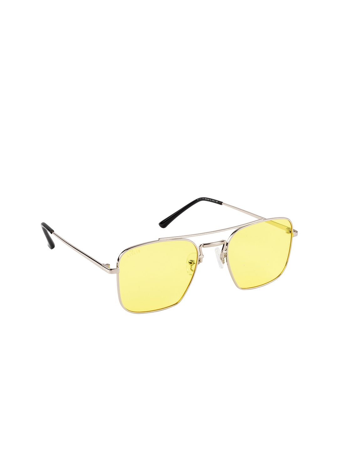 AISLIN Unisex Yellow Lens & Silver-Toned Wayfarer Sunglasses with UV Protected Lens Price in India