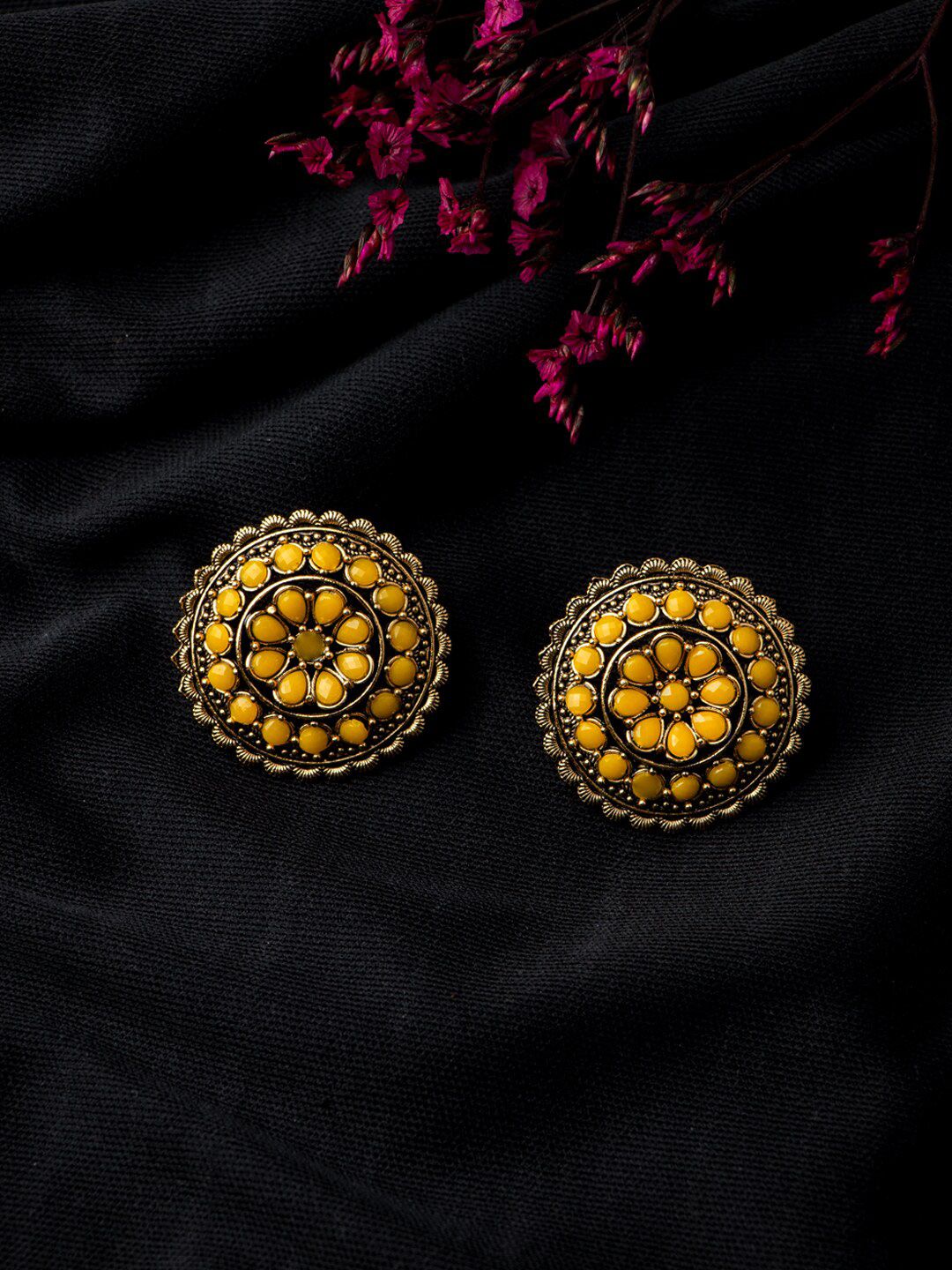 MORKANTH JEWELLERY Yellow Contemporary Stud Earrings Price in India