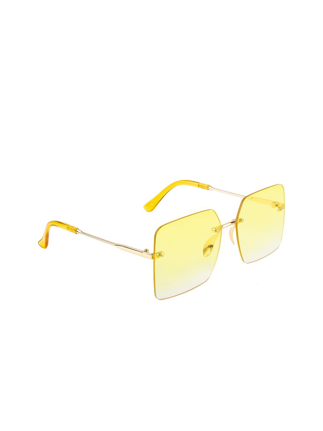 AISLIN Unisex Yellow Lens & Gold-Toned Square Sunglasses with UV Protected Lens Price in India