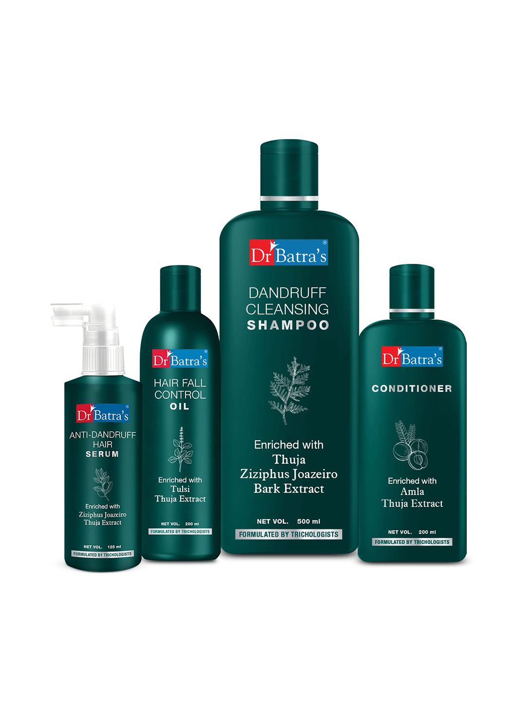 Dr. Batras Set Of Anti Dandruff Hair Serum + Conditioner + Hair Fall Control Oil + Shampoo