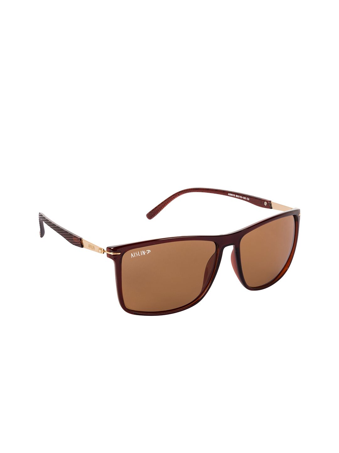 AISLIN Unisex Brown Lens Rectangle Sunglasses UV Protected Lens 14202-53-AS-9019