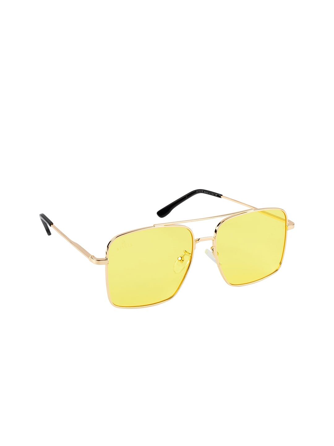 AISLIN Unisex Yellow Lens & Gold-Toned Wayfarer Sunglasses with UV Protected Lens Price in India