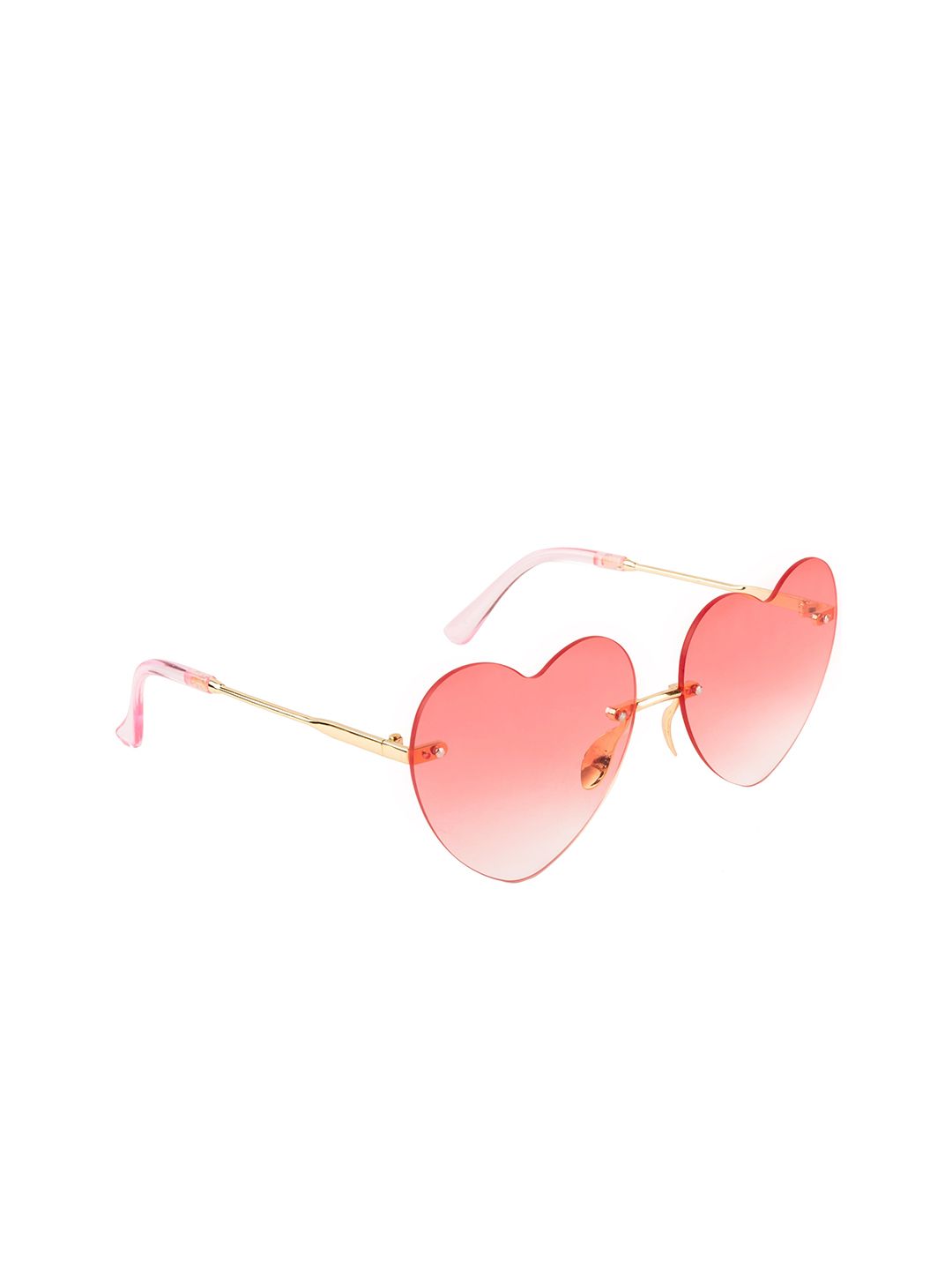 AISLIN Women Pink Lens & Gold-Toned Oversized Sunglasses with UV Protected Lens Price in India