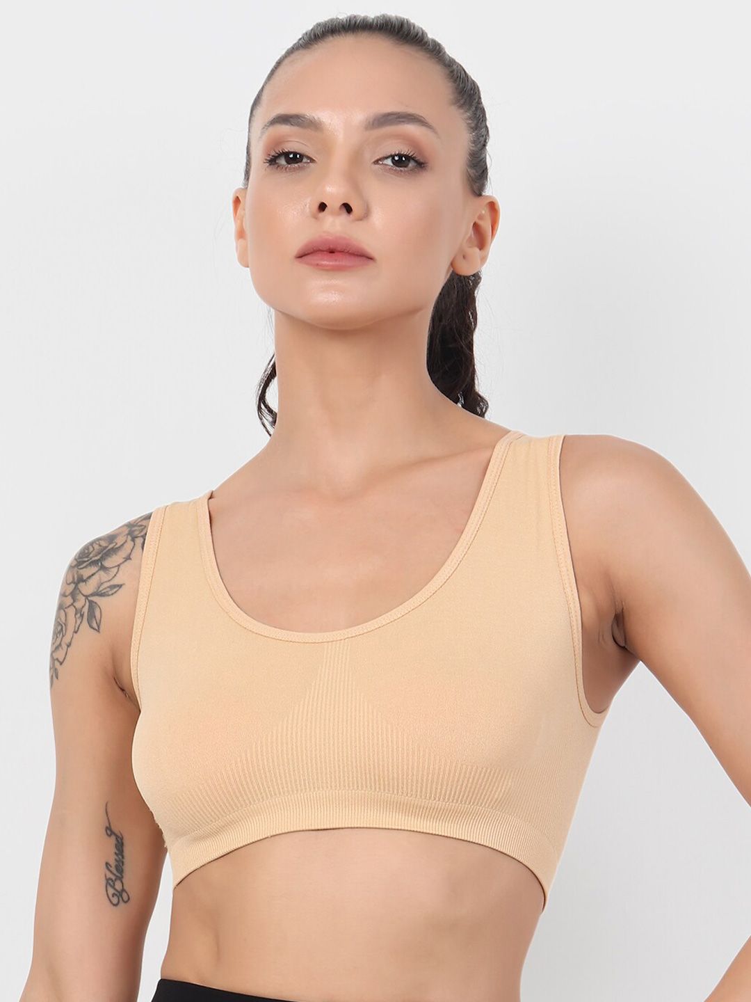 XOXO Design Beige Non Padded Dry Fit Technology Full Coverage Bra Price in India