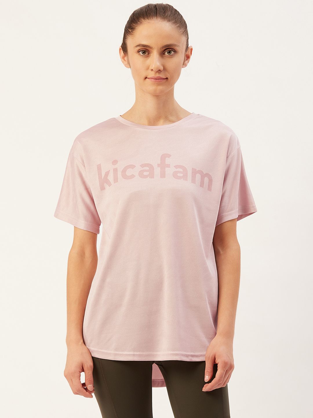 KICA Women Pink Brand Logo Printed Rapid Dry T-shirt Price in India