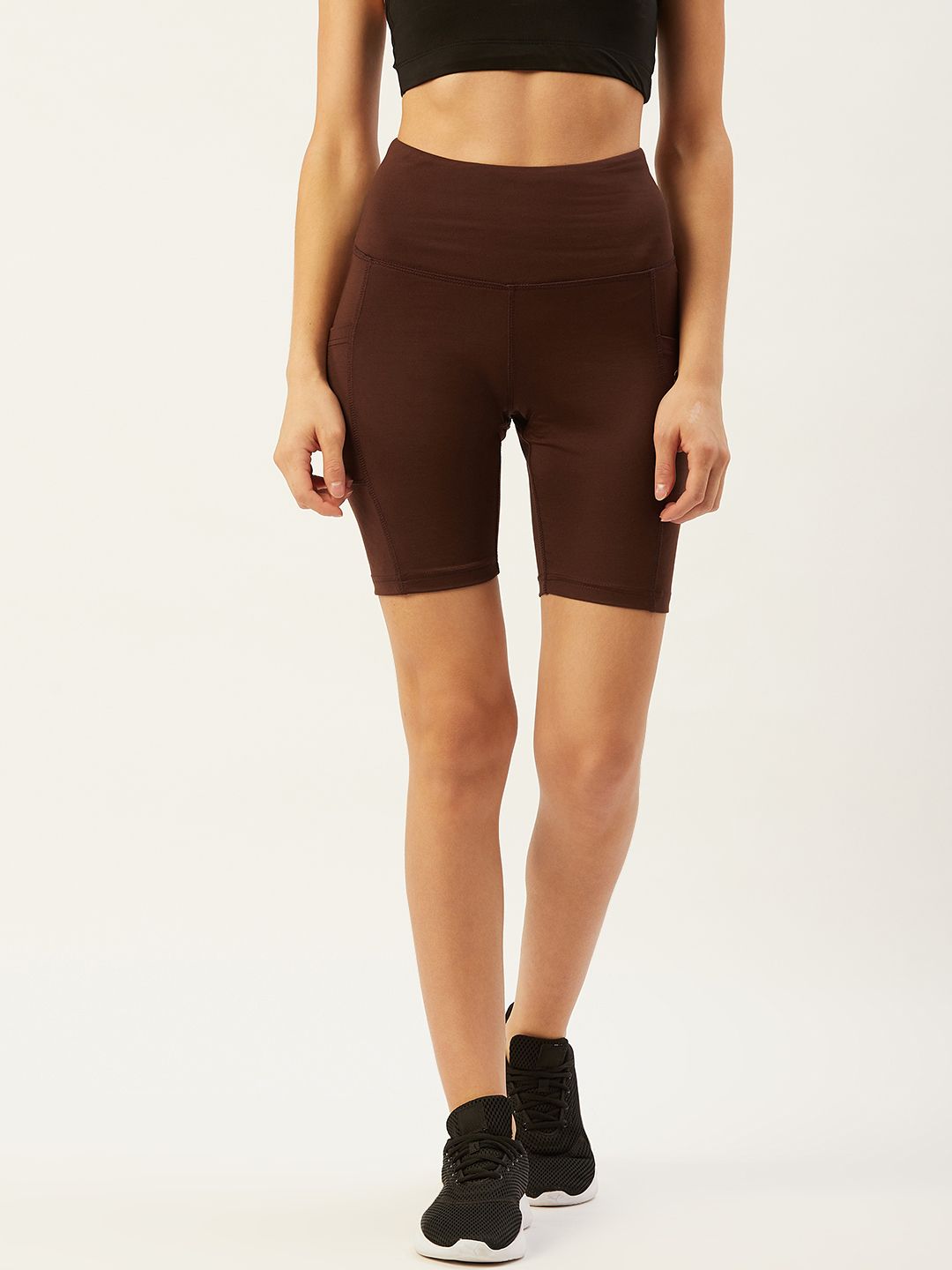 KICA Women Brown High Waisted Cycling Shorts With 2 Pockets Price in India