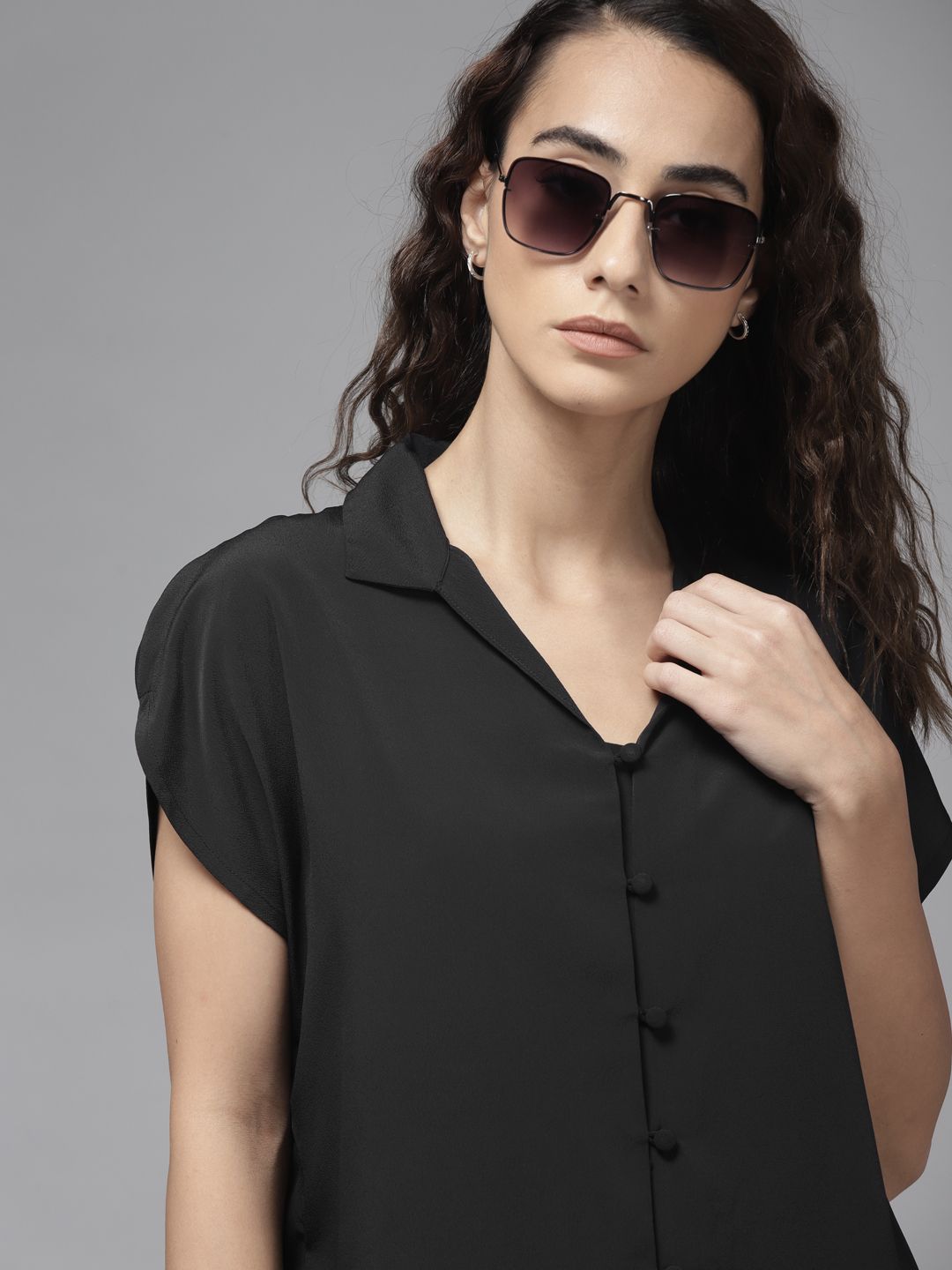 Roadster Women Black Solid Opaque Casual Shirt