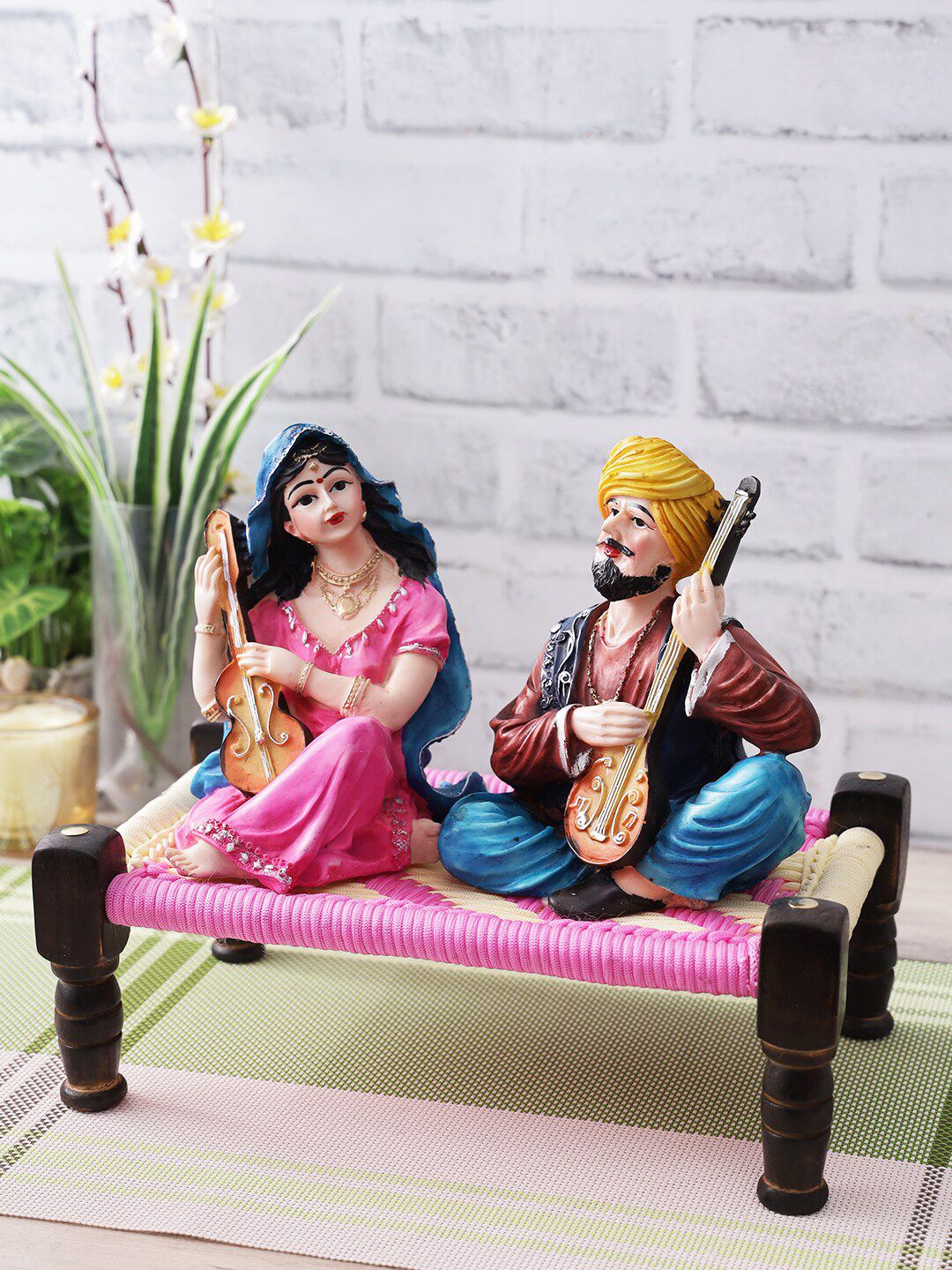 CraftVatika Pink & Blue Couple Idol Showpiece Price in India