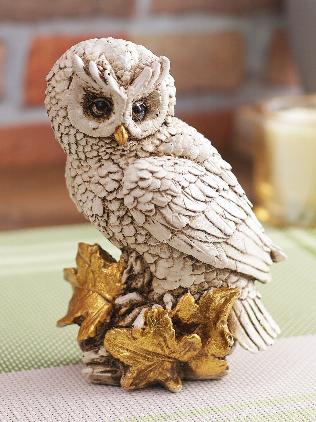 CraftVatika Brown Gold-Toned Resin Owl Showpieces Price in India