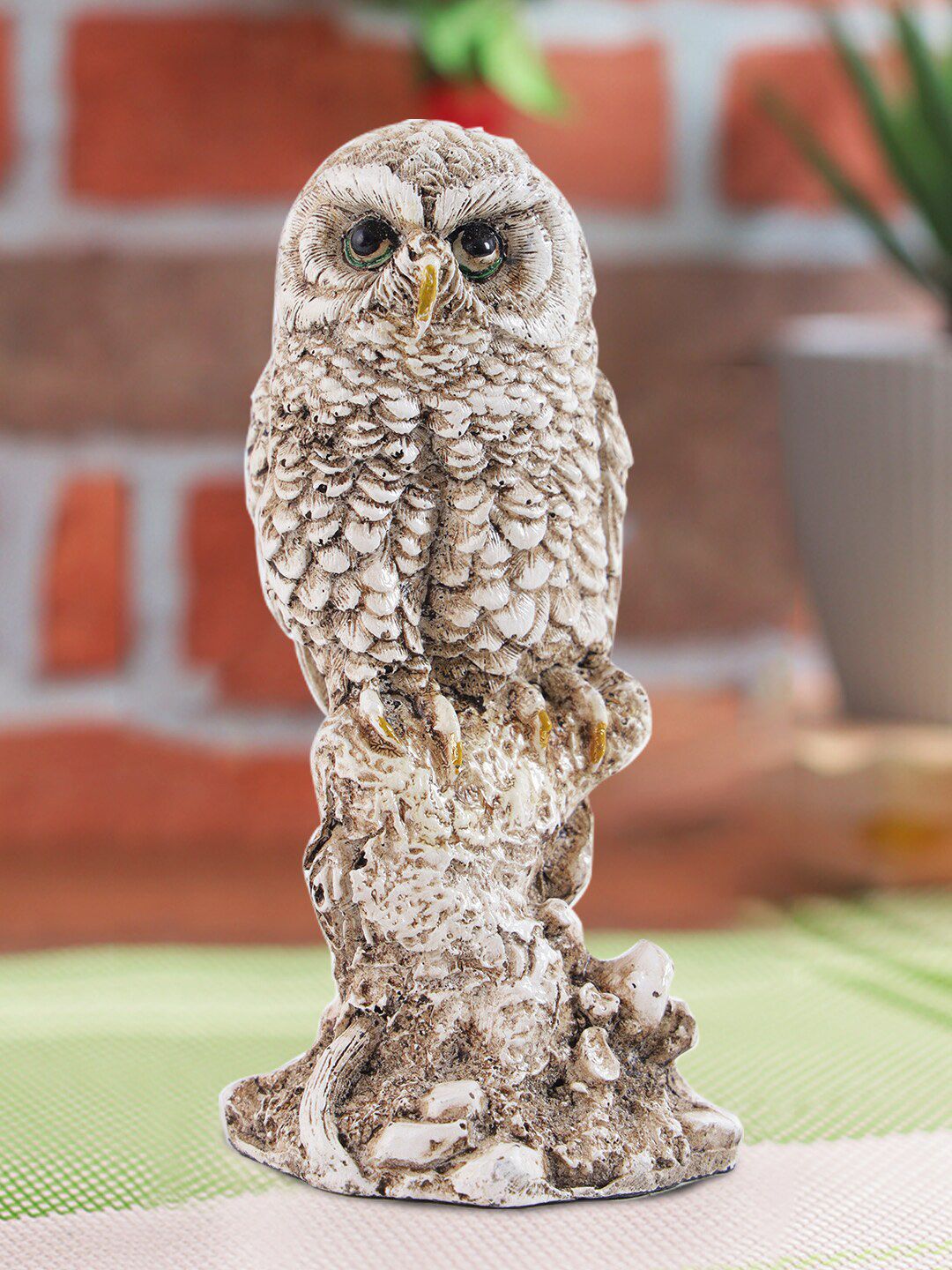 CraftVatika Brown & Beige Owl Showpiece Price in India
