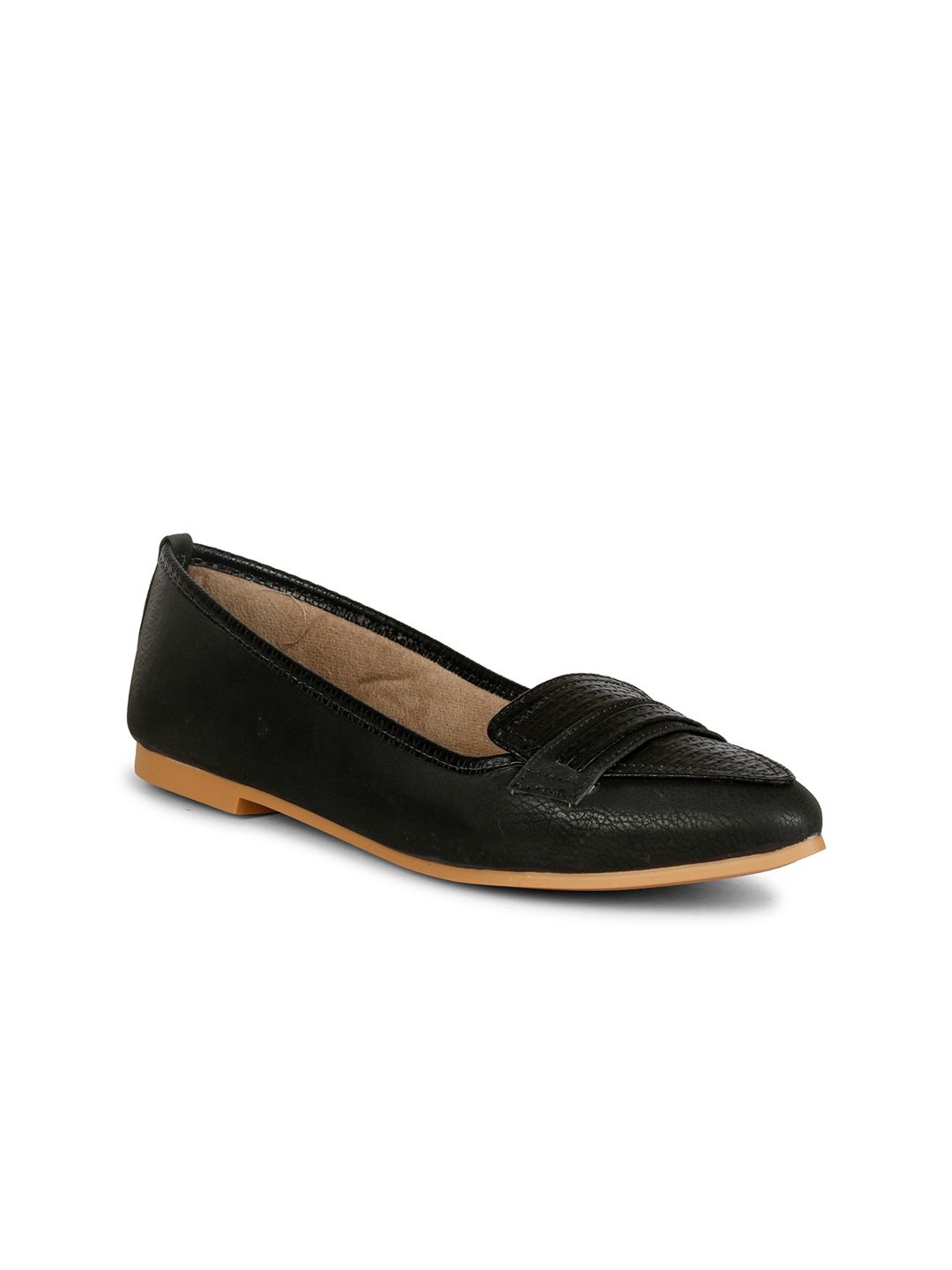 Denill Women Black Pointed Toe Ballerinas Flats Price in India