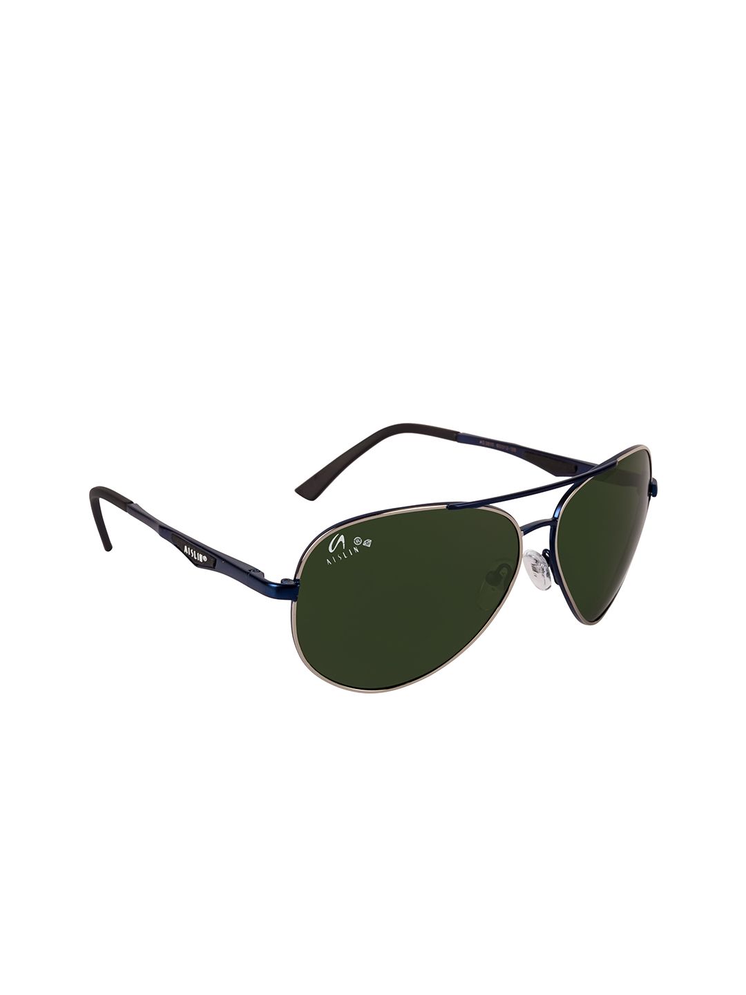 AISLIN Unisex Green UV Protected Dual-Toned Aviator Sunglasses 14311-55-AS-3510