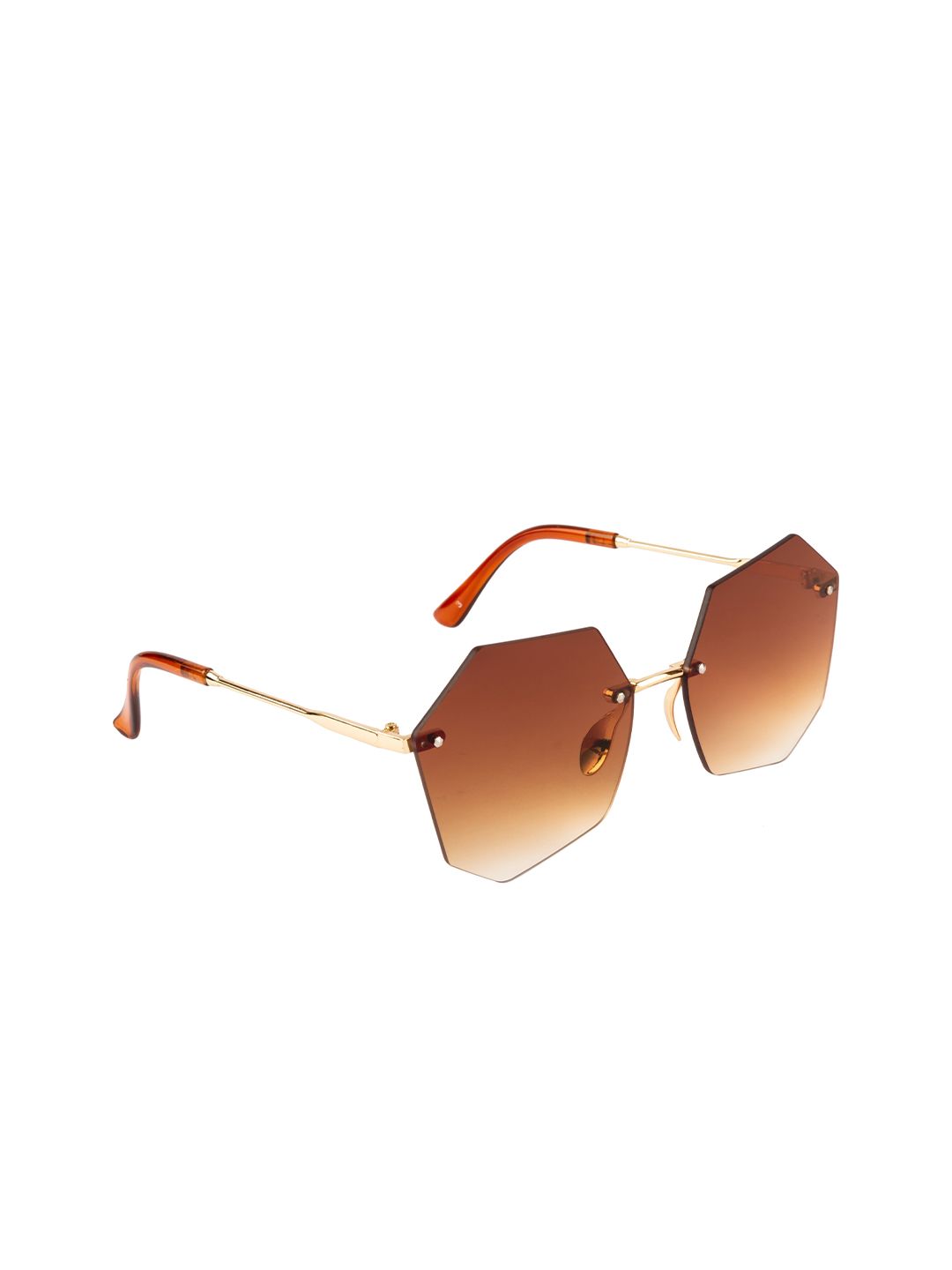 AISLIN Unisex Brown Lens & Gold-Toned Butterfly Sunglasses with UV Protected Lens Price in India