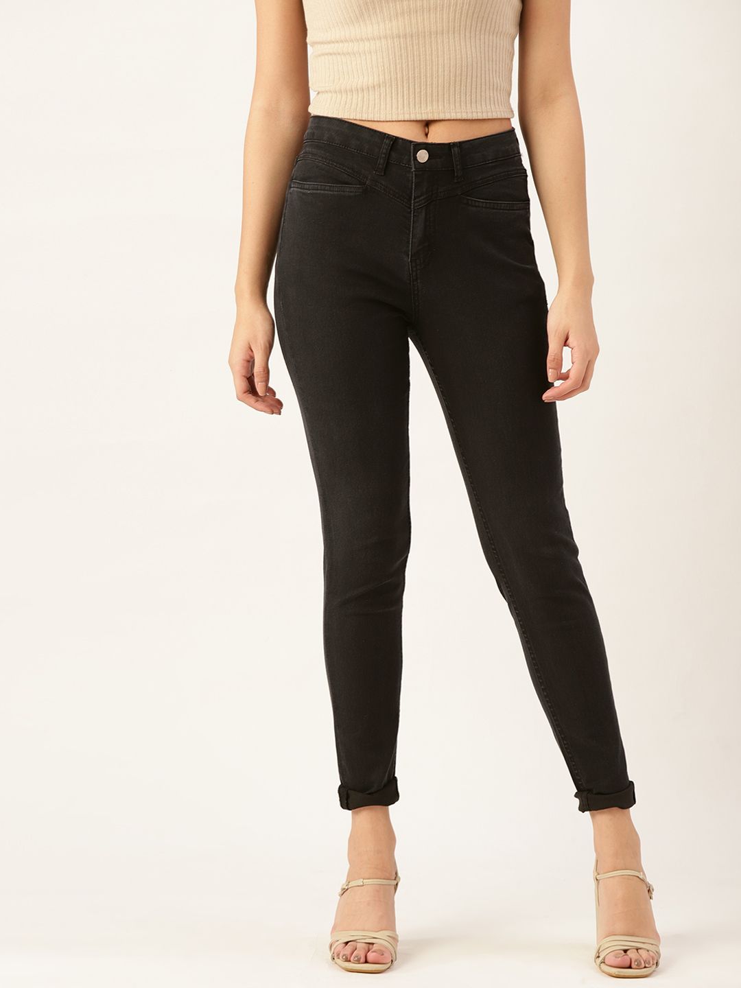DressBerry Women Black Skinny Fit High-Rise Stretchable Jeans Price in India