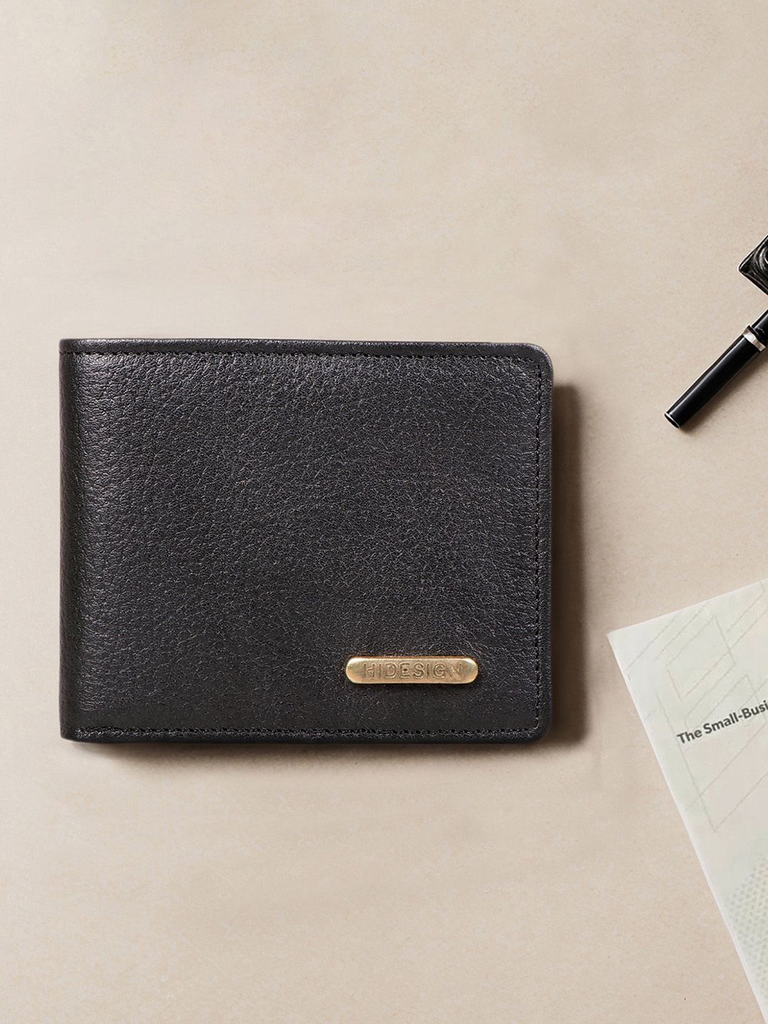 Hidesign Hidesign Men Black Solid RFID Blocked Leather Two Fold Wallet