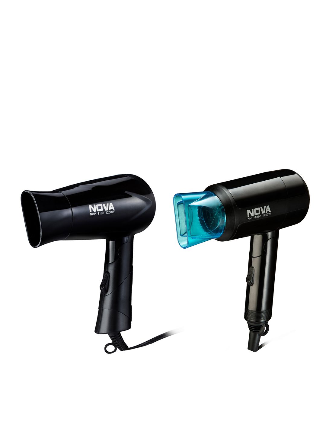 NOVA Silky Shine Hot & Cold Foldable Hair Dryer NHP 8105 & NHP 8100 - Black & Blue Price in India